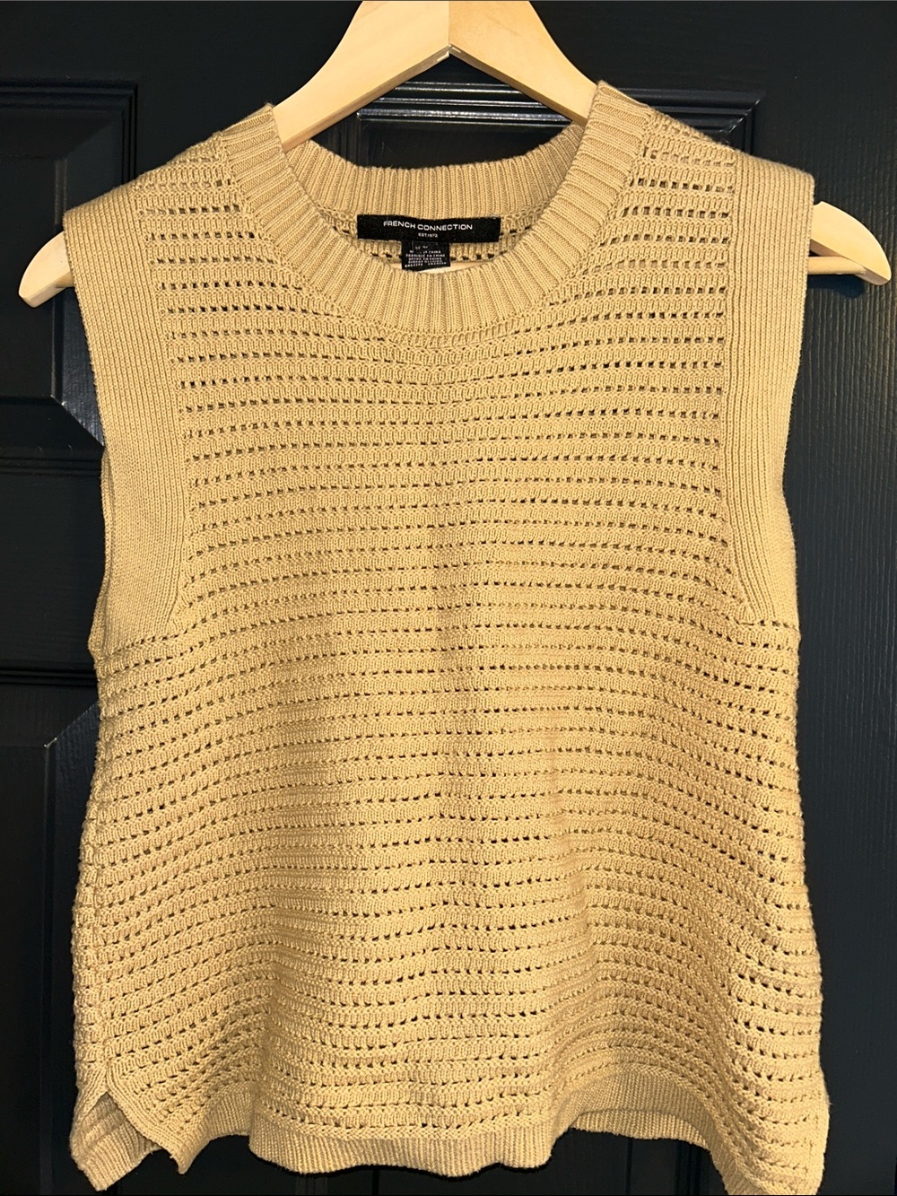 French Connection Cream Open-Knit Sleeveless Sweater